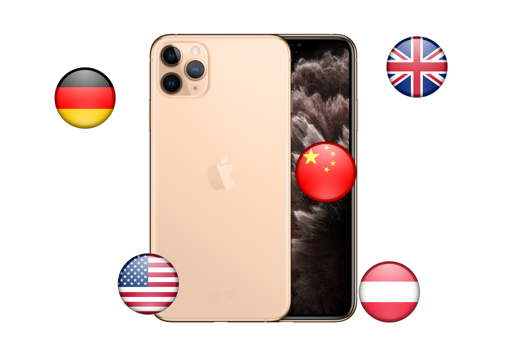 Infografiki Ceny dla iPhone 11 w różnych krajach ( Japonia ,  Australia ,  Singapur   Francja ,   Zjednoczone Królestwo ,  Niemcy ,  usa )