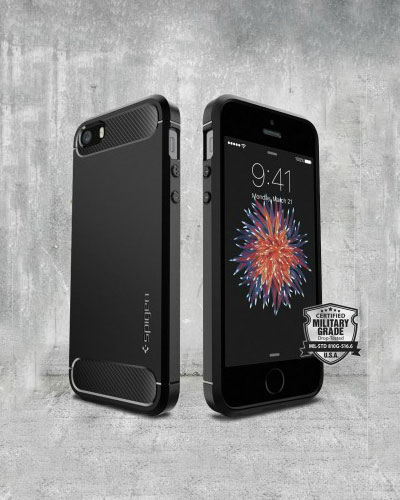 Przegląd okładki z SPIGEN: Rugged Armor, Style Armor, Portfel S dla iPhone SE