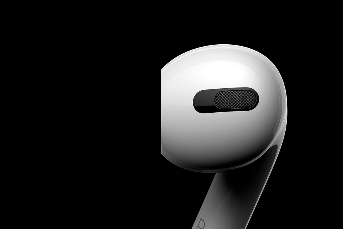 Słuchawki airpods 3 zapalone na zdjęciu
