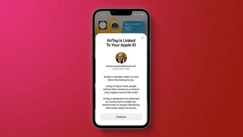Apple Airtag ostrzega o odpowiedzialności za śledzenie ludzi