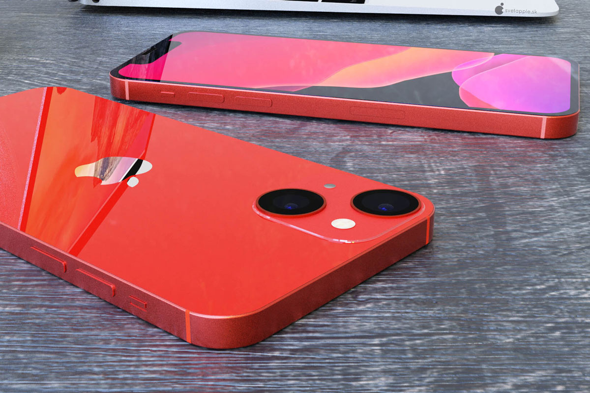 iPhone 13 mini oświetlony w renderowaniu