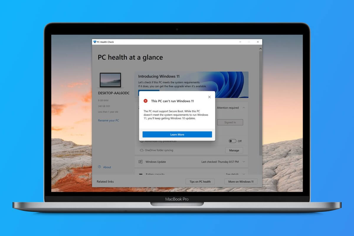 Mac Intel nie otrzyma pomocy technicznej Windows 11