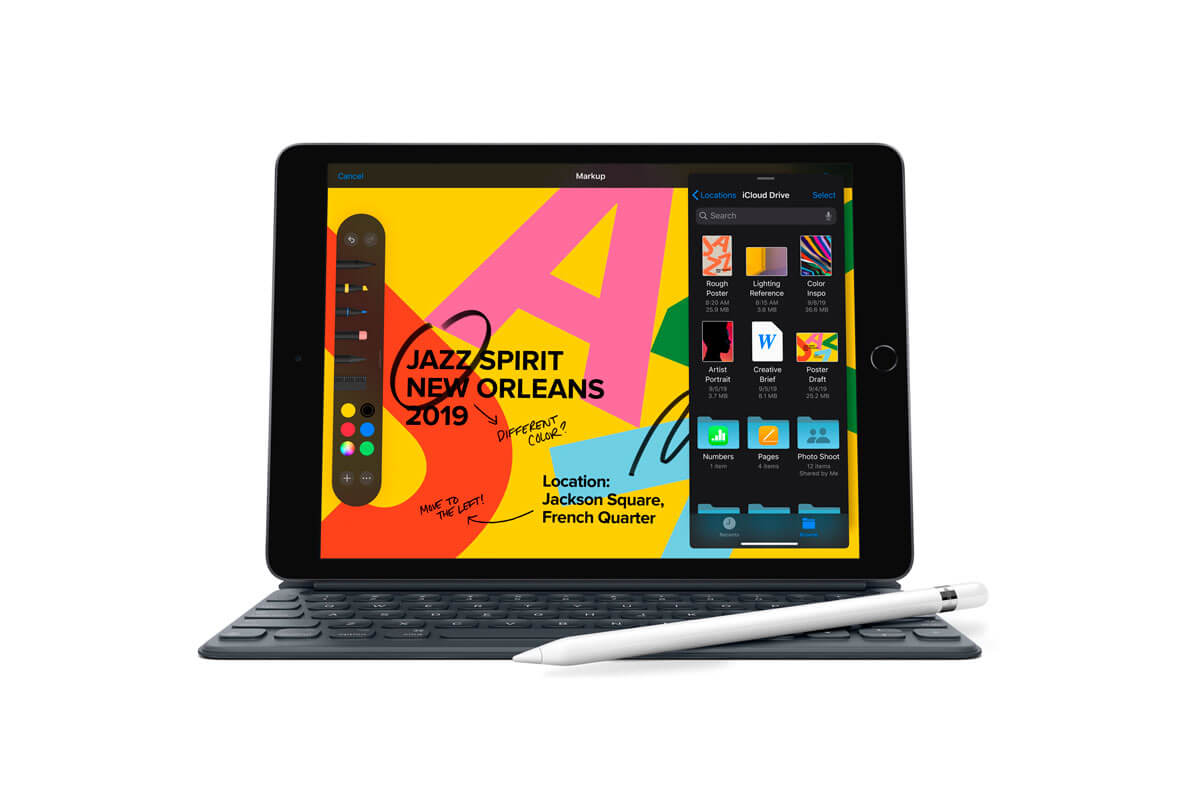Sieć ma schematyczny obraz nowego dostępnego iPad 10.8 z USB-C i Faced