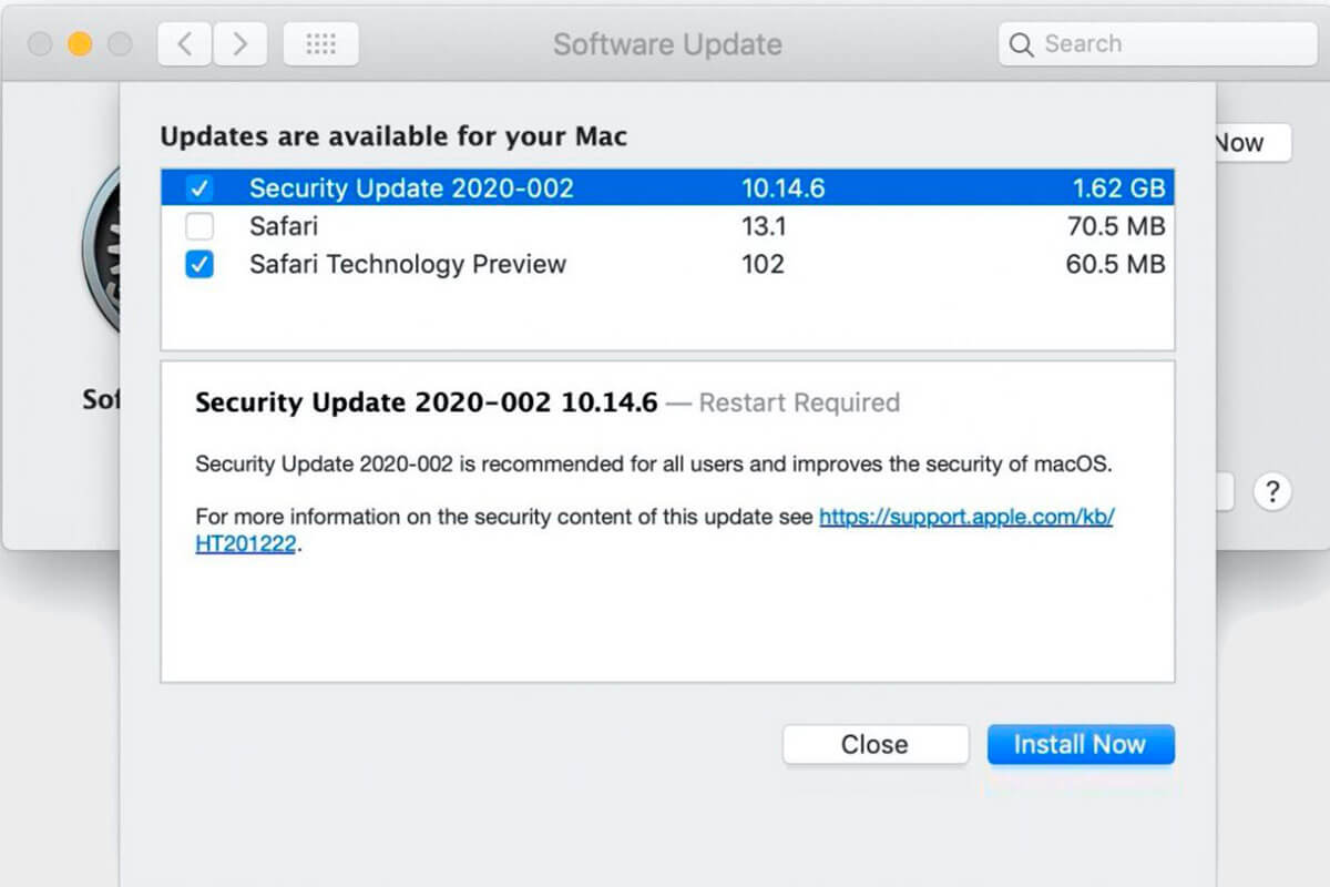 Nowa aktualizacja zabezpieczeń Macos Mojave