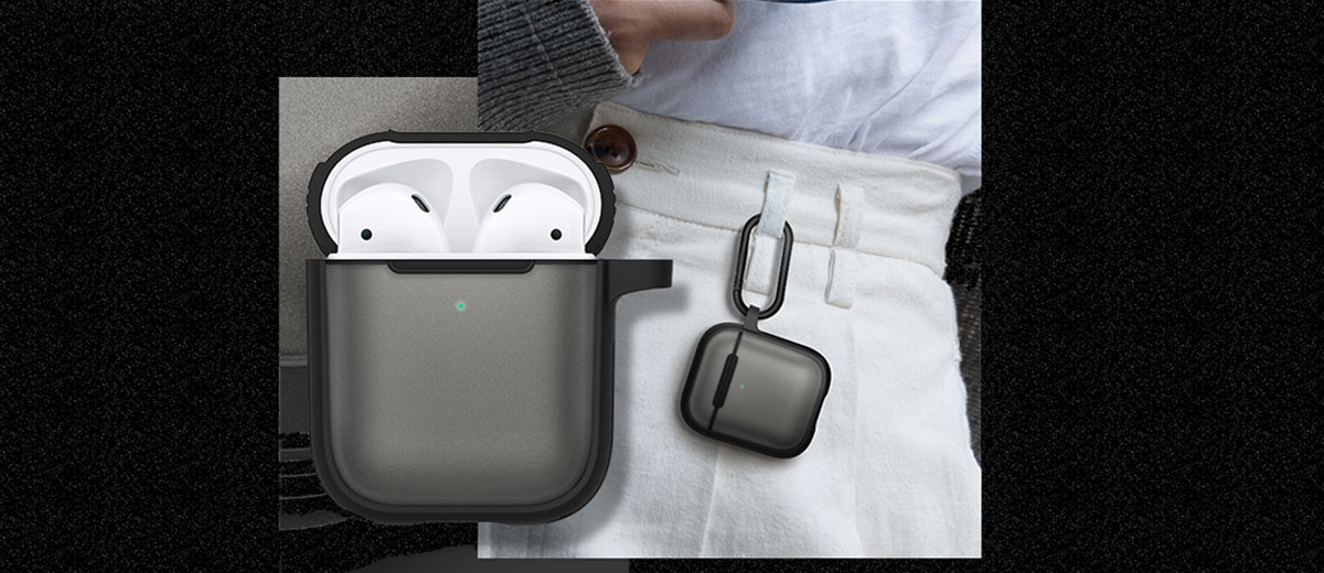 Etui z karabińczykiem CYRILL Color Brick Khaki dla Apple AirPods 1 | 2